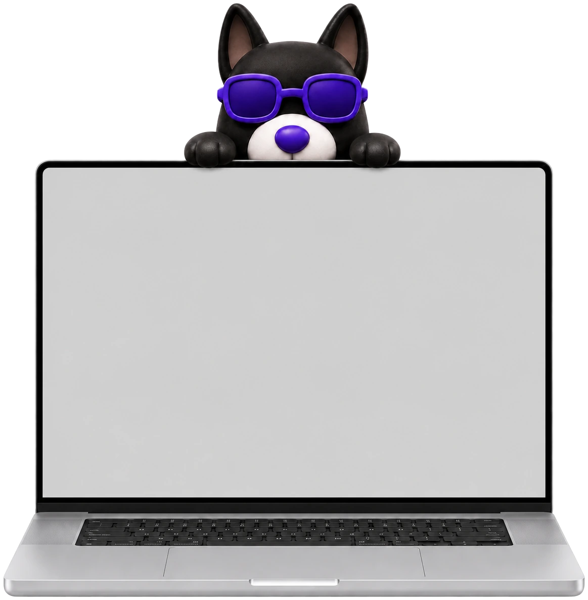 The WatchDog mascot presenting a laptop